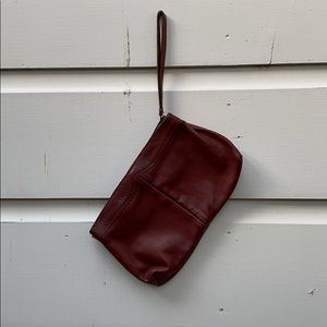 Burgundy Vintage Leather Wristlet
